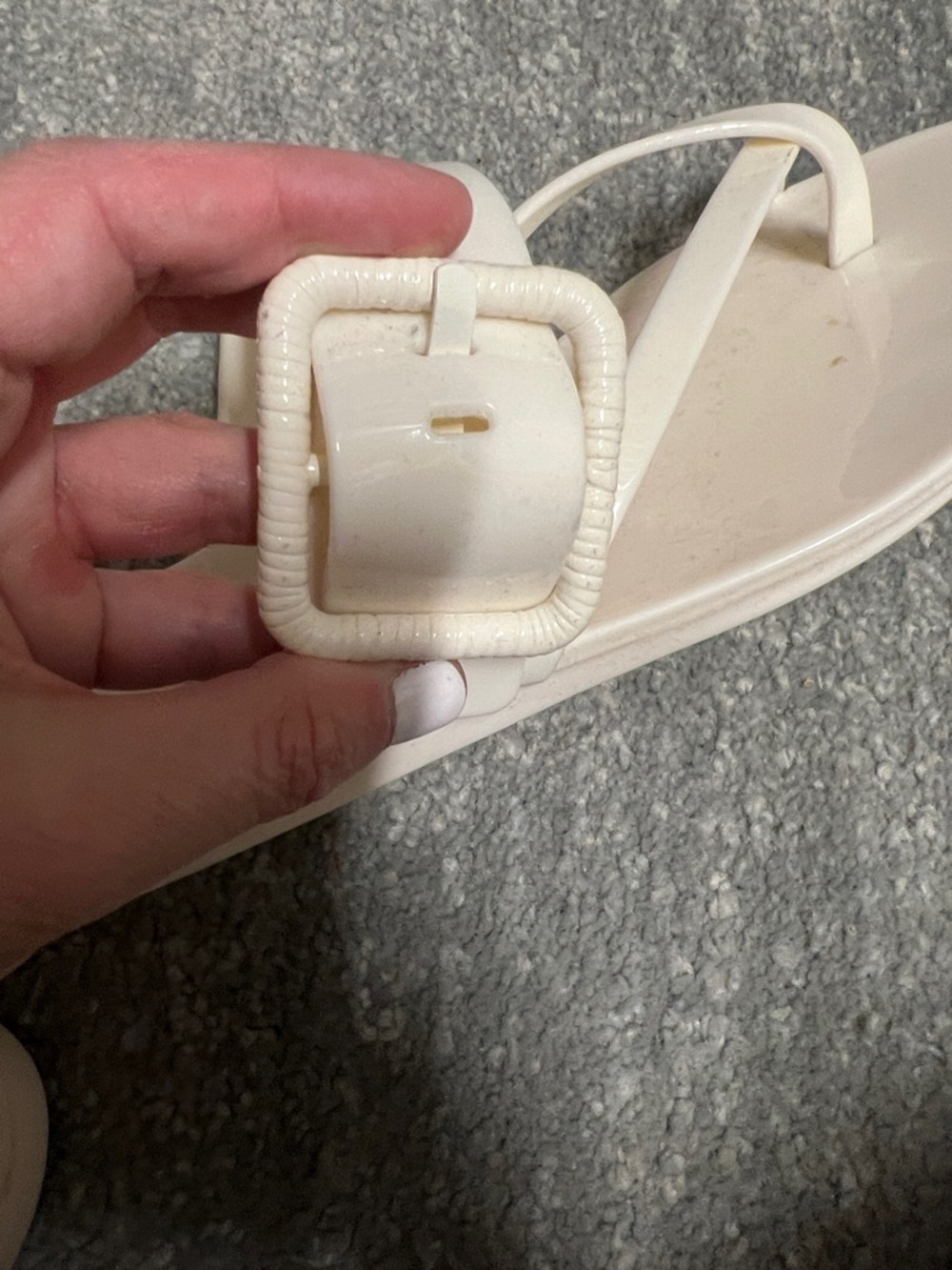 Veronica Beard Cream Cross‑Strap Slide Sandals with Buckle jelly - Picture 3 of 3